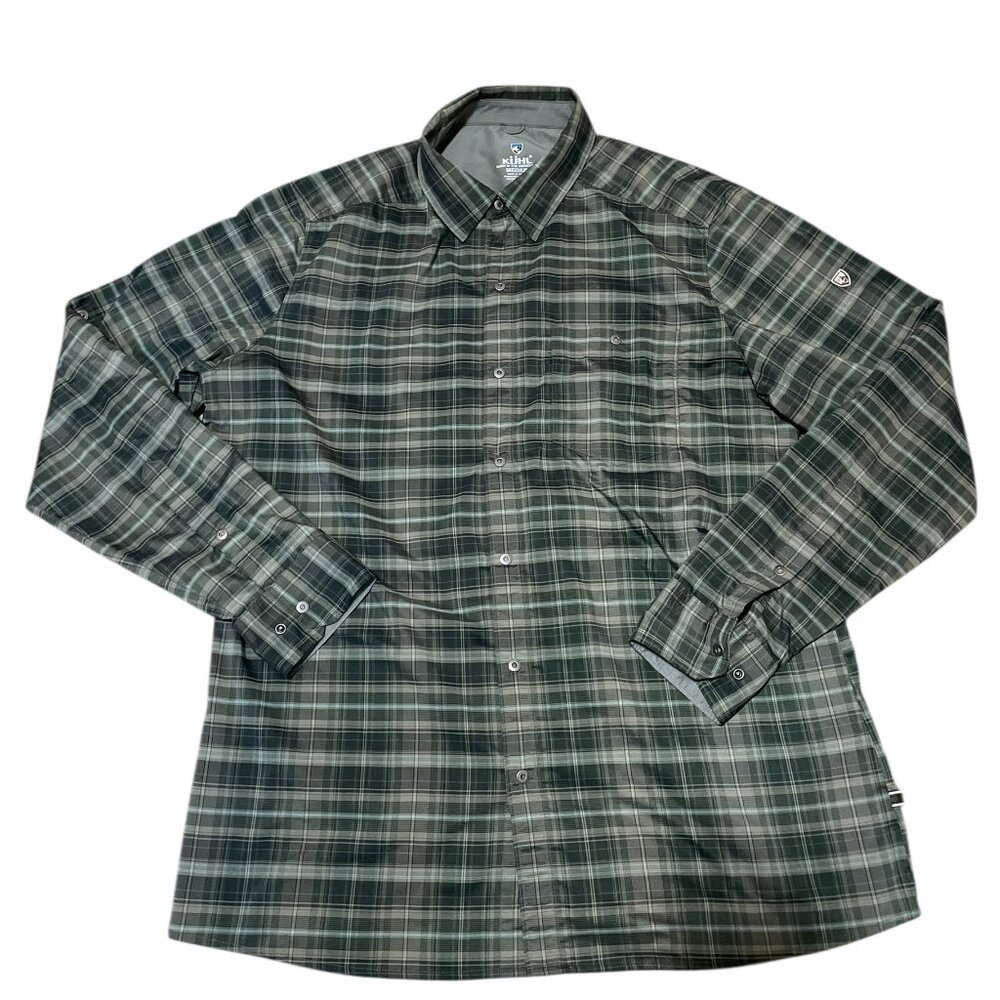 Kuhl  Green Plaid Response Quick Dry Button Down Long Sleeve Shirt 7479 Men's M